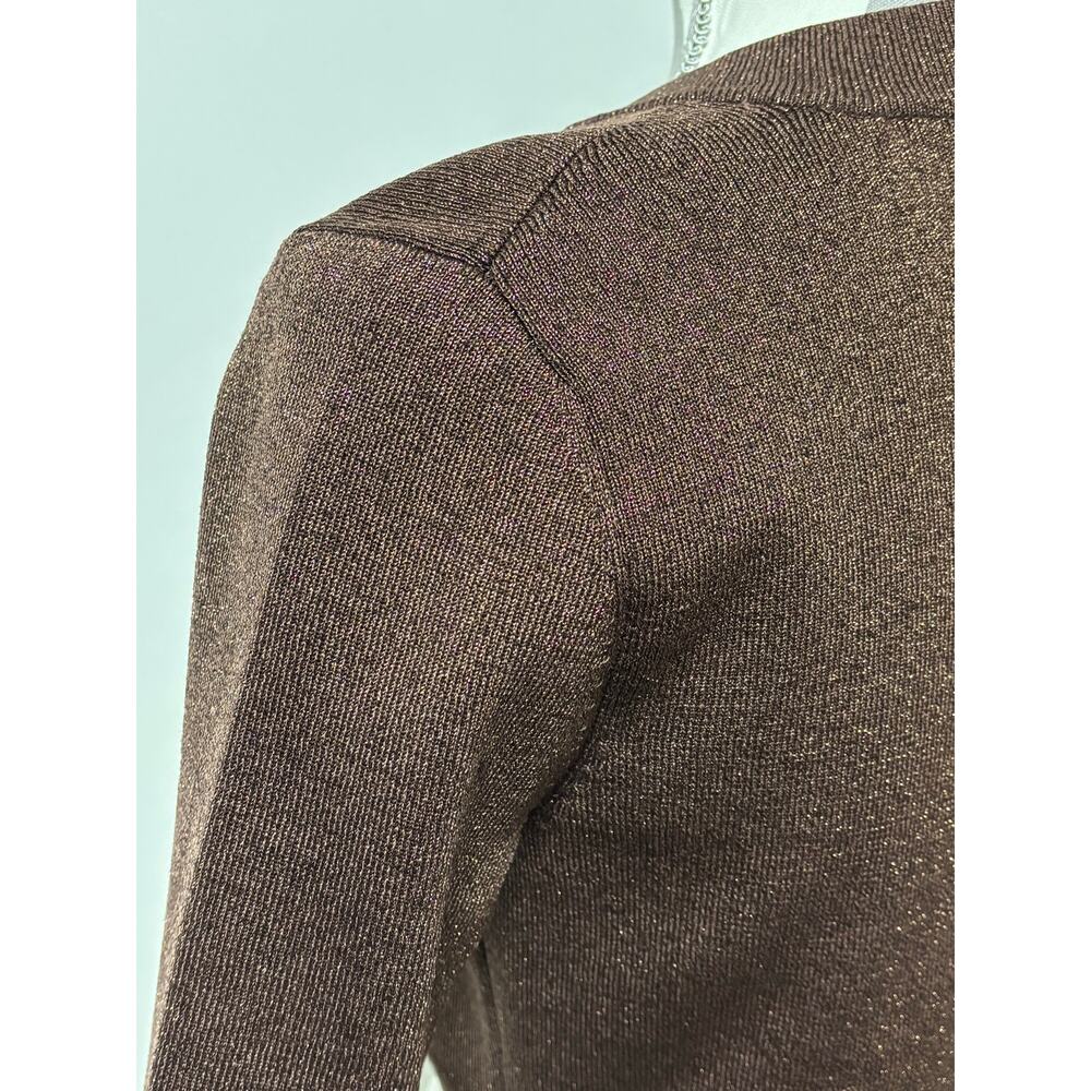 Michelle Antonelli Silk Blend Metallic Bolero Shrug Brown Gold Shimmer Small - Picture 6 of 14